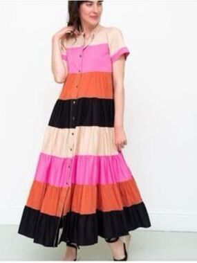 DX Collection Striped Tiered Maxi Dress